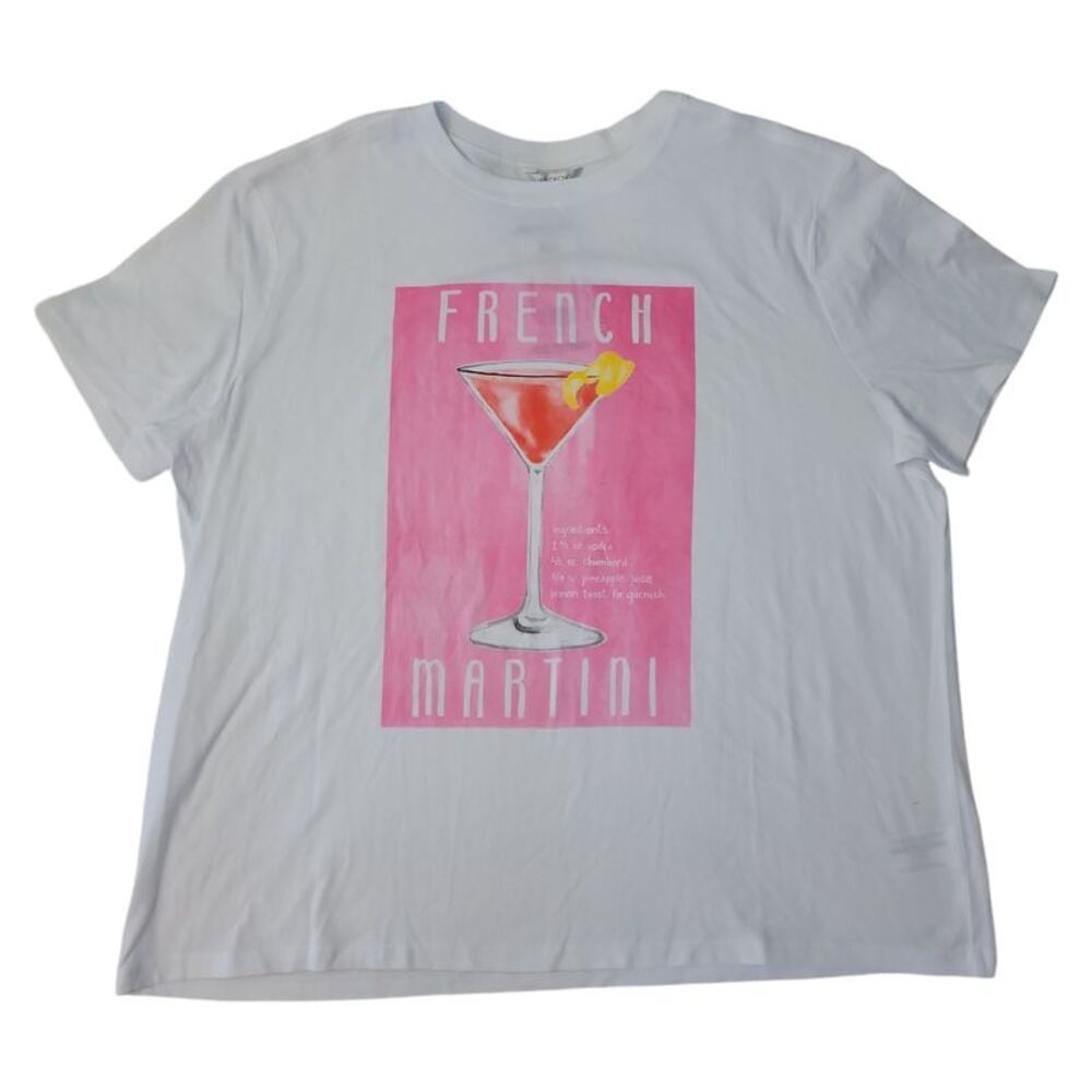 Wildfox French Martini Ladies Short Sleeve Crewneck Ribbed Neckband Over
